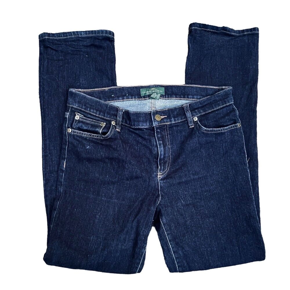 LRL Lauren Jeans Co Jeans Size 10 Womens‎ Straight 10 Rise 31.5 Inseam Dark Wash